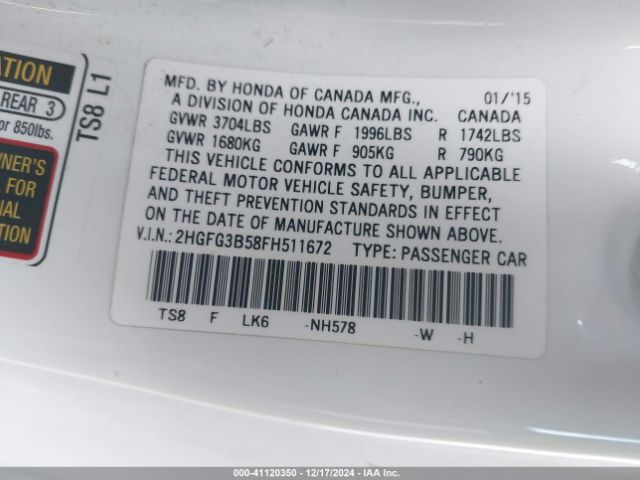 2HGFG3B58FH511672 Honda Civic Lx