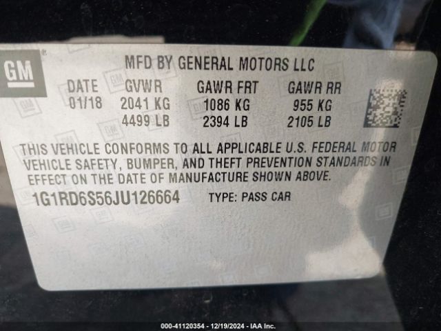 1G1RD6S56JU126664 Chevrolet Volt Premier