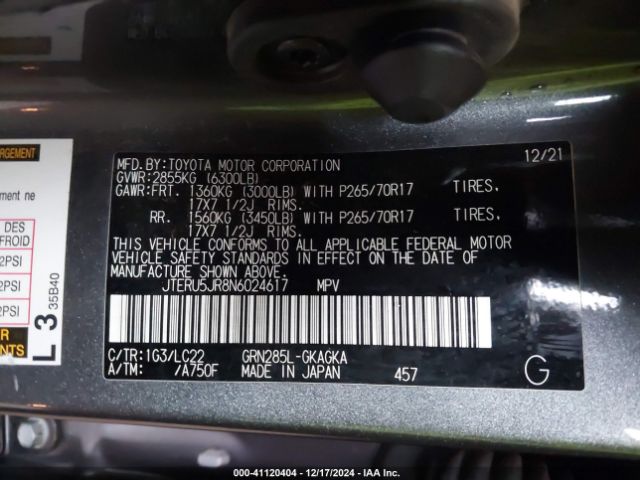 JTERU5JR8N6024617 Toyota 4runner Trd Off Road Premium