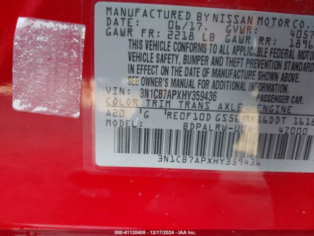 3N1CB7APXHY359436 Nissan Sentra Sr Turbo