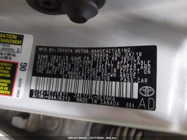 Toyota COROLLA LE 2018 2T1BURHEXJC106108 Image 9