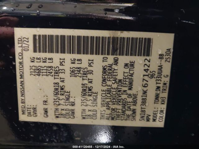 5N1BT3BB1NC671422 Nissan Rogue Sv Intelligent Awd