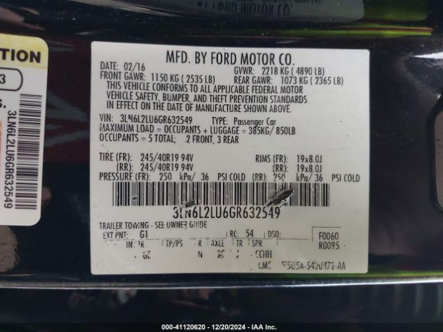 3LN6L2LU6GR632549 Lincoln MKZ HYBRID