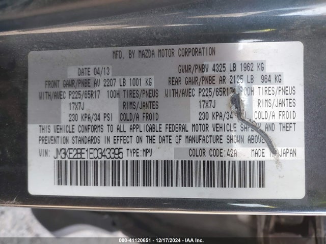 Mazda CX-5 SPORT 2014 JM3KE2BE1E0343395 Image 9