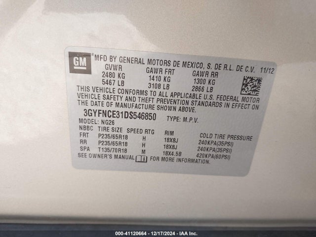 2013 CADILLAC SRX 3GYFNCE31DS546850 Photo 8