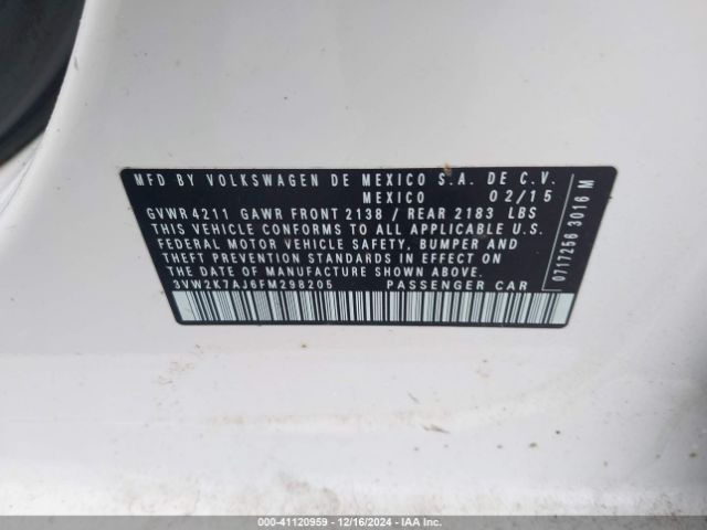 3VW2K7AJ6FM298205 Volkswagen Jetta 2.0l S