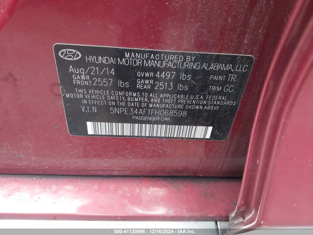 Hyundai Sonata Sport 2015 5NPE34AF1FH068598 Image 9