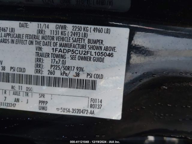 1FADP5CU2FL105046 Ford C-max Energi Sel
