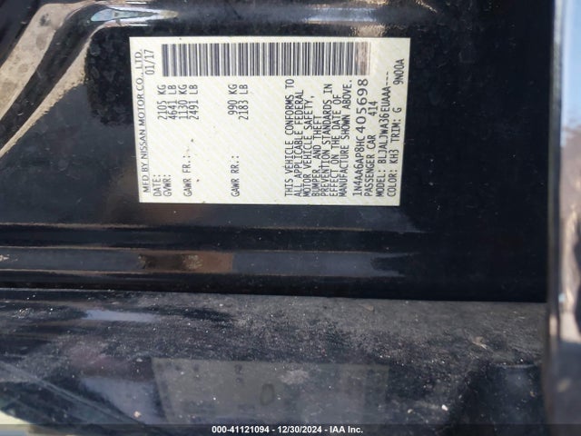 Nissan Maxima 3.5 Sv 2017 1N4AA6AP8HC405698 Image 9