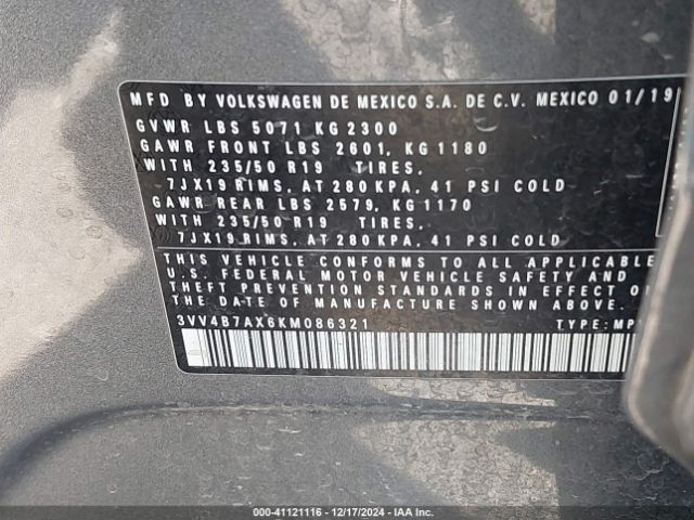 3VV4B7AX6KM086321 Volkswagen Tiguan 2.0t Sel Premium/2.0t Sel Premium R-line