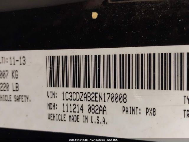 1C3CDZAB2EN170008 Dodge AVENGER SE
