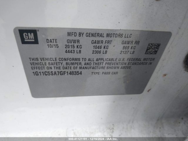 1G11C5SA7GF148354 Chevrolet Malibu Limited Lt