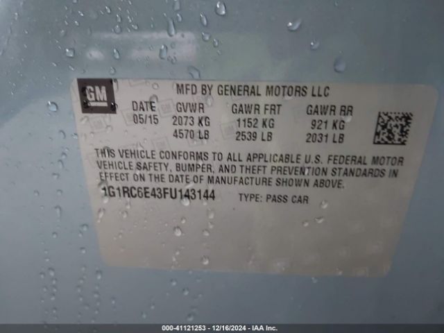 1G1RC6E43FU143144 Chevrolet Volt