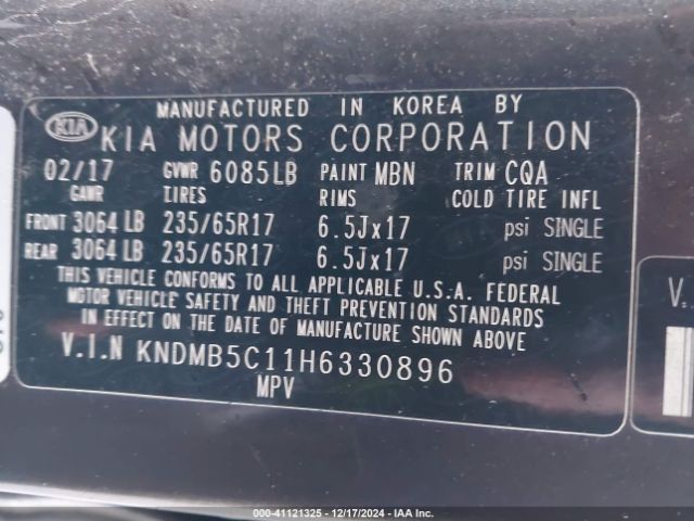 KNDMB5C11H6330896 KIA SEDONA LX