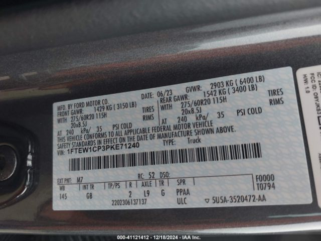 1FTEW1CP3PKE71240 Ford F-150 Xl