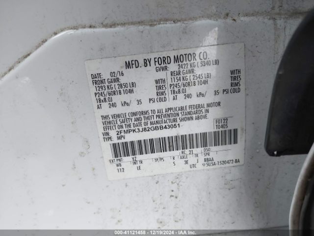 2FMPK3J82GBB43051 Ford EDGE SEL