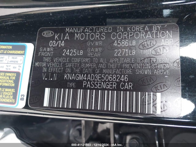 KIA Optima Hybrid Lx 2014 KNAGM4AD3E5068246 Image 9