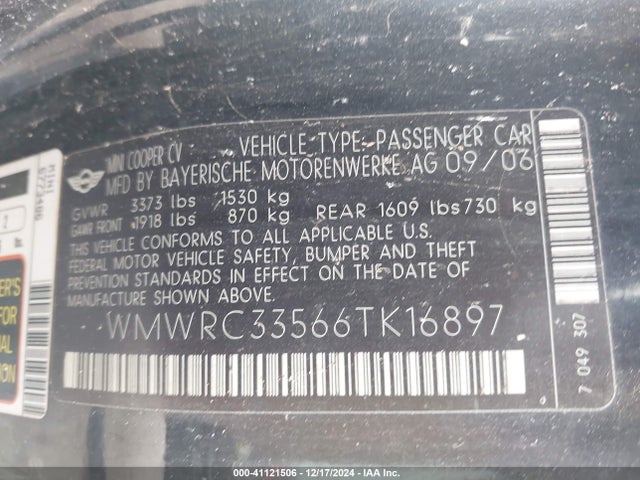 2006 MINI COOPER WMWRC33566TK16897 Photo 8