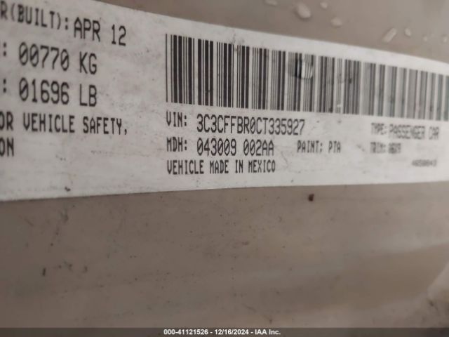 2012 FIAT 500 3C3CFFBR0CT335927 Photo 8