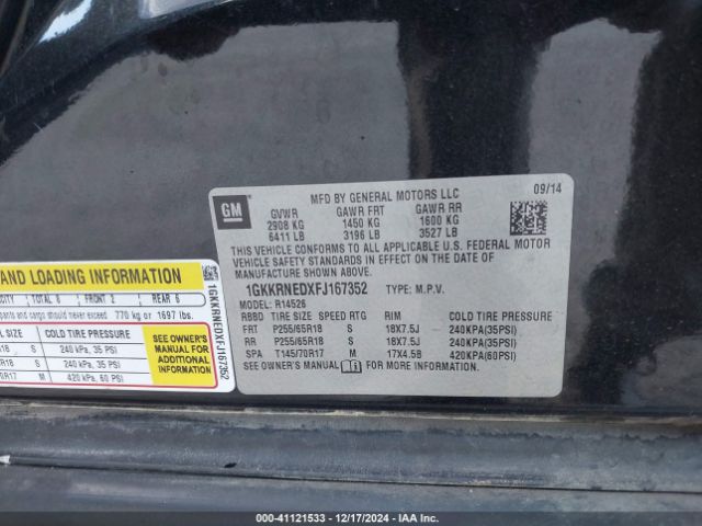 1GKKRNEDXFJ167352 GMC Acadia Sle-1