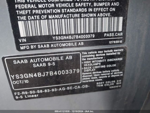 2011 SAAB 9-5 YS3GN4BJ7B4003379 Photo 8