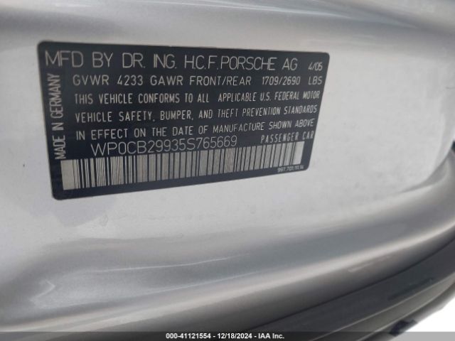 2005 PORSCHE 911 WP0CB29935S765669 Photo 8