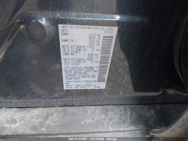Nissan Rogue Sl 2014 5N1AT2MV3EC799559 Image 9