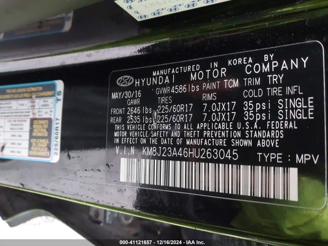 Hyundai TUCSON SE 2017 KM8J23A46HU263045 Image 9