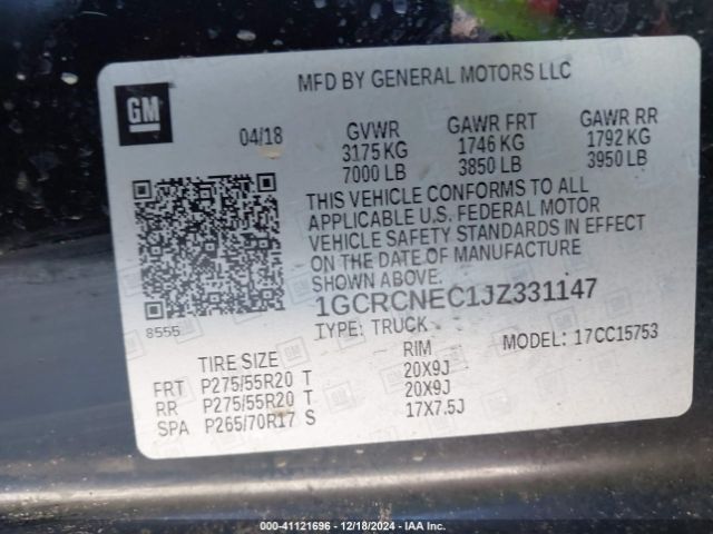 1GCRCNEC1JZ331147 Chevrolet Silverado 1500 Wt