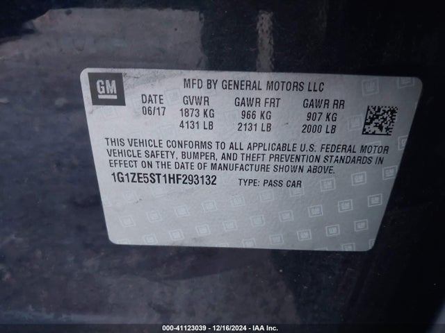 Chevrolet MALIBU 1LT 2017 1G1ZE5ST1HF293132 Image 9