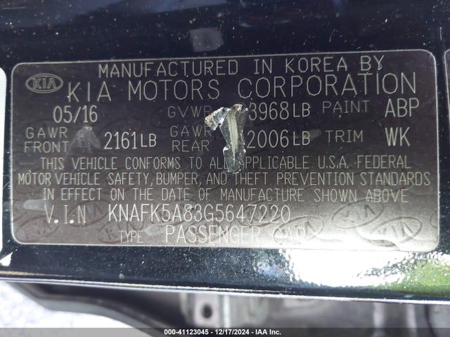 KIA FORTE LX 2016 KNAFK5A83G5647220 Image 9
