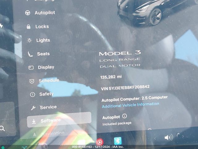 5YJ3E1EB8KF208842 Tesla Model 3 Long Range/performance