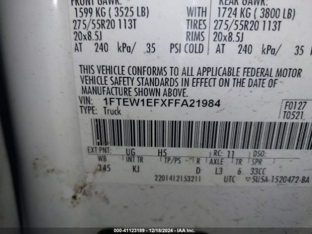 1FTEW1EFXFFA21984 Ford F-150 King Ranch