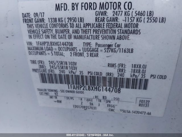 1FAHP2L8XHG144708 Ford Police Interceptor