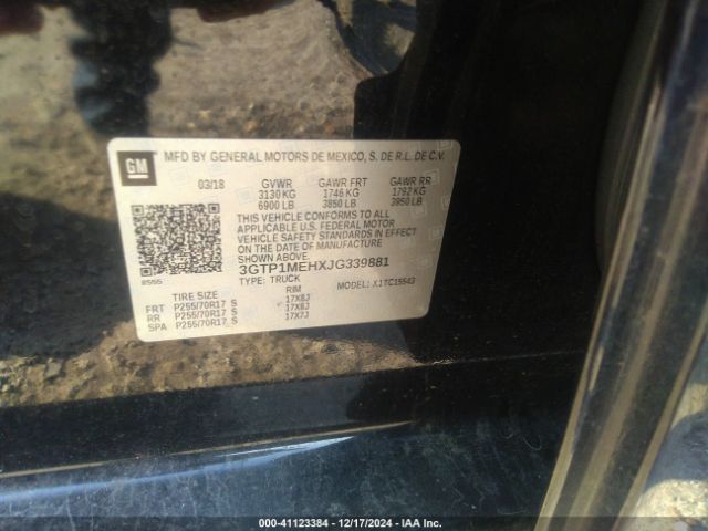 3GTP1MEHXJG339881 GMC Sierra 1500 Sle