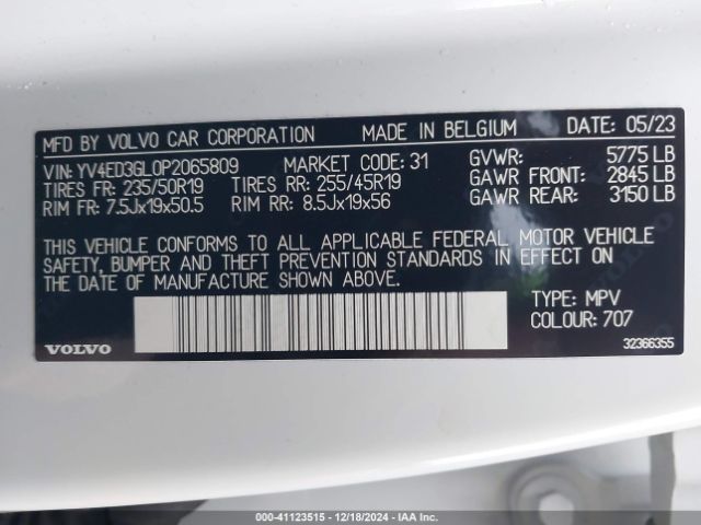 YV4ED3GL0P2065809 Volvo C40 Recharge Pure Electric Twin Plus