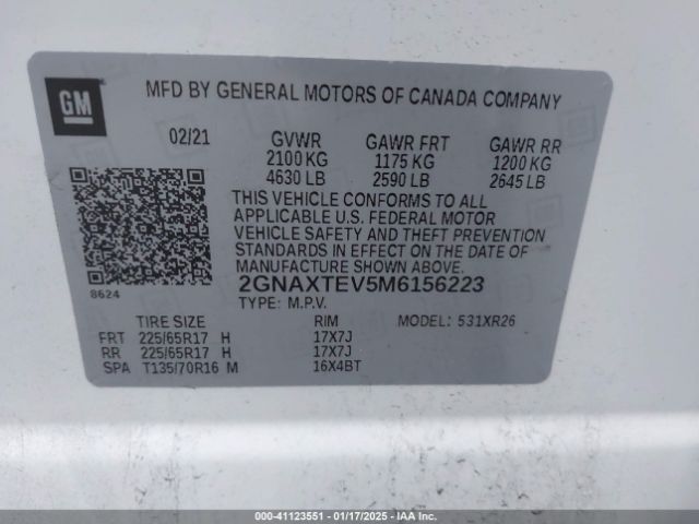 2GNAXTEV5M6156223 Chevrolet Equinox Awd 2fl
