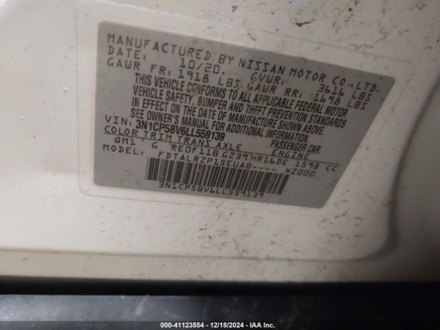 3N1CP5BV6LL559139 Nissan Kicks S Xtronic Cvt