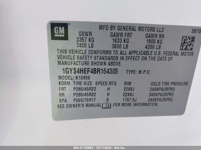 2011 CADILLAC ESCALADE ESV 1GYS4HEF4BR164305 Photo 8