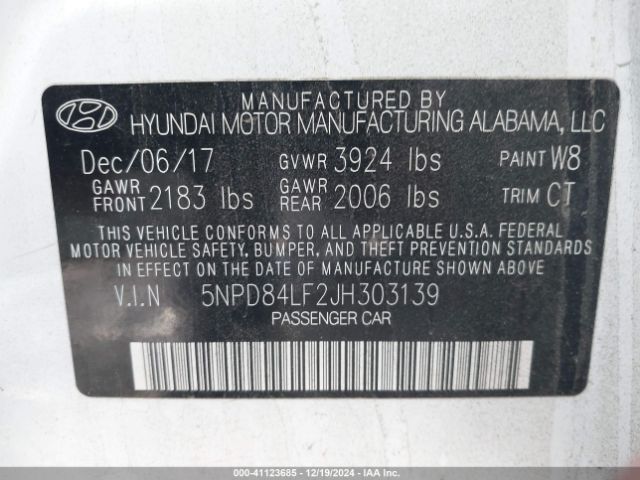 5NPD84LF2JH303139 Hyundai Elantra Value Edition