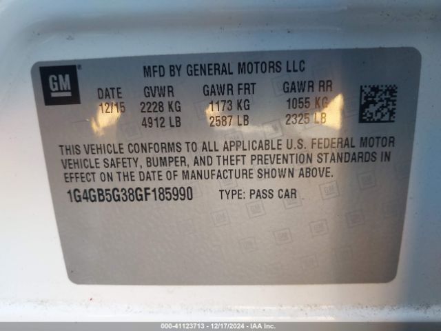 1G4GB5G38GF185990 Buick Lacrosse Leather