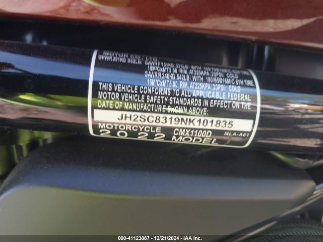 2022 HONDA CMX1100 JH2SC8319NK101835 Photo 9