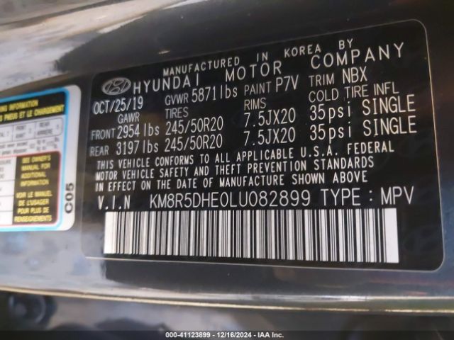 KM8R5DHE0LU082899 Hyundai Palisade Limited