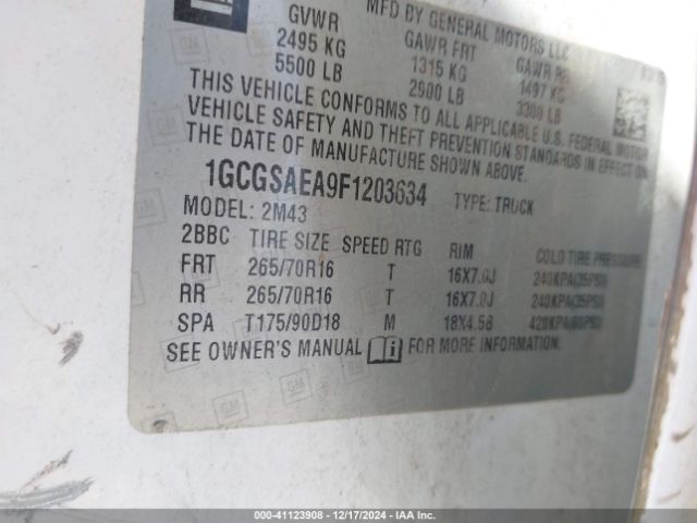 1GCGSAEA9F1203634 Chevrolet Colorado Wt