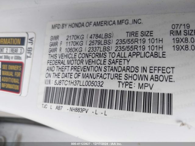 5J8TC1H37LL005032 Acura Rdx Standard