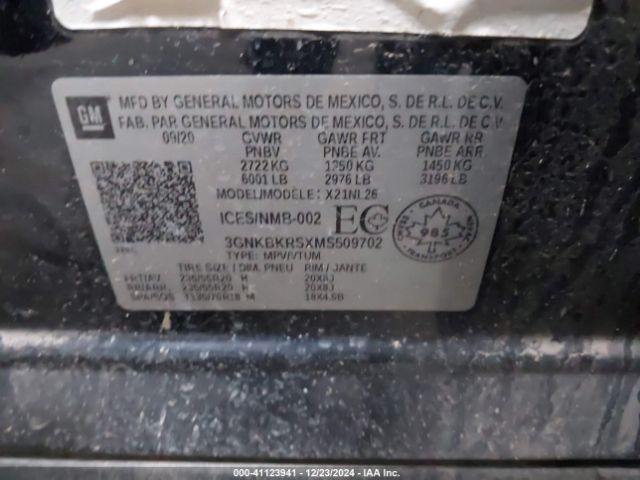 3GNKBKRSXMS509702 Chevrolet Blazer Awd Rs