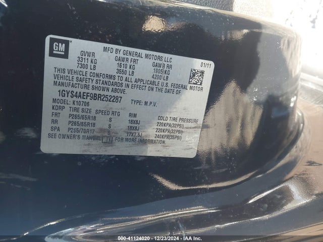 2011 CADILLAC ESCALADE 1GYS4AEF9BR252287 Photo 8