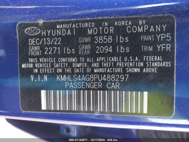 KMHLS4AG8PU488297 Hyundai ELANTRA SEL