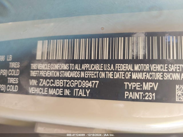 ZACCJBBT2GPD99477 Jeep Renegade 75th Anniversary