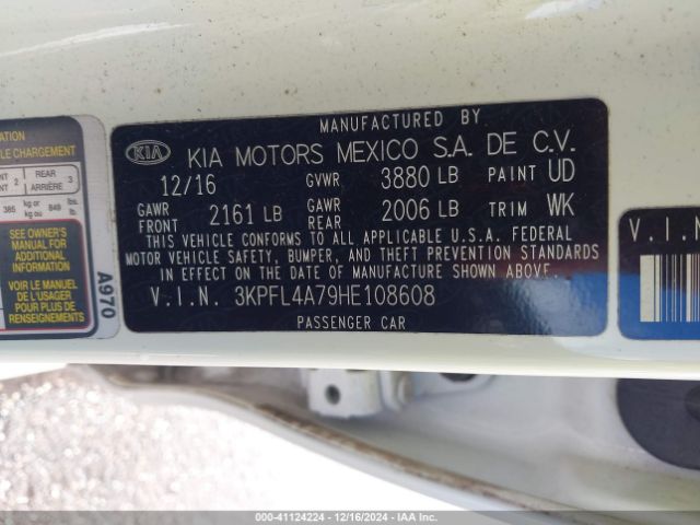 3KPFL4A79HE108608 KIA FORTE S